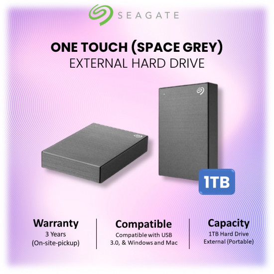 Seagate One Touch with Password Hard Drive 1TB (Space Grey) Seagate One Touch with Password Hard Drive 1TB (Space Grey)