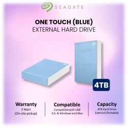 Seagate® One Touch with Password Hard Drive 4TB (Blue)