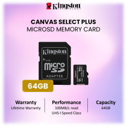 Kingston Canvas Select Plus microSD Memory Card 64GB