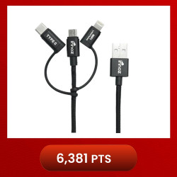 Innoz® InnoLink 3-in-1 Nylon Cable - Black (1m) - MFI Certified InnoLink Charging/Transfer Cable - Type-C, Micro USB, Lightning - Nylon Braided, Aluminium Shell
