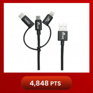 Innoz® InnoLink 3-in-1 Nylon Cable - Black (2m) - MFI Certified InnoLink Charging/Transfer Cable - Type-C, Micro USB, Lightning - Nylon Braided, Aluminium Shell