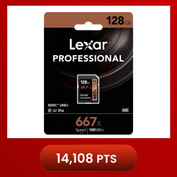 Lexar 667X Professional 128GB U3 V30  SDXC™ UHS-I Memory Cards (up to 100MB/s read, Write 90MB/s)