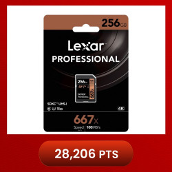 Lexar 667X Professional 256GB U3 V30  SDXC™ UHS-I Memory Cards (up to 100MB/s read, Write 90MB/s)