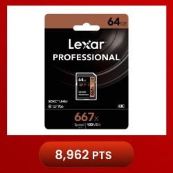 Lexar 667X Professional 64GB U3 V30 SDXC™ UHS-I Memory Cards (up to 100MB/s read, Write 60MB/s)