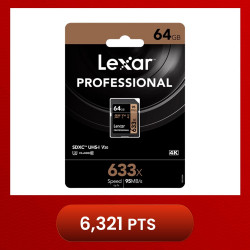 Lexar 633X Professional 64GB V30 U3 SDHC™/SDXC™ UHS-I Memory Cards (up to 95MB/s read, Write 45MB/s)