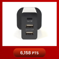 Innoz® InnoPower Q3C 3 Port with Type-C QC3.0 Smart Wall Charger - Black
