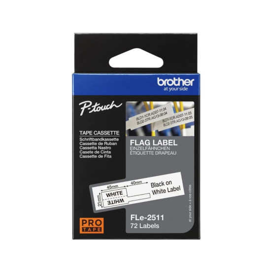 Brother 21mm Tape, Black on White Flag