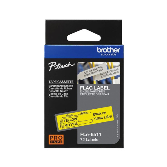 Brother 21mm Tape, Black on Yellow Flag