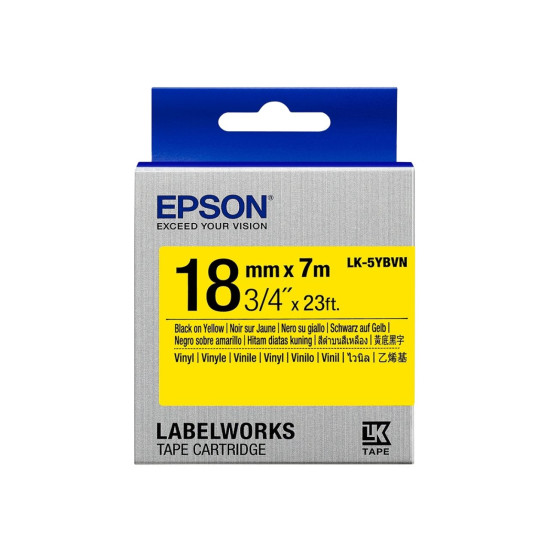 Epson 18mm vhnyl black on yellow