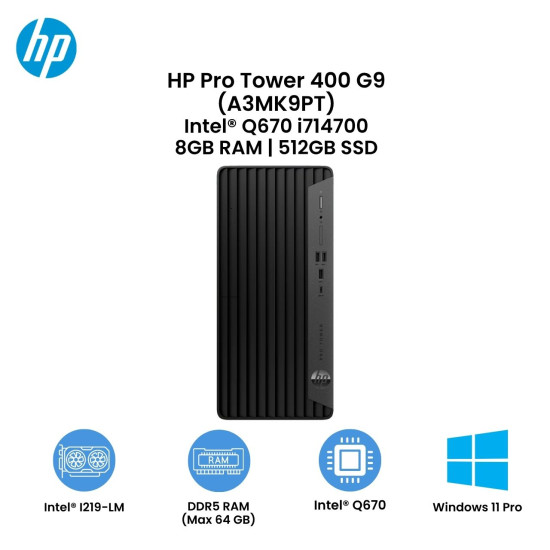 HP Pro Tower 400 G9 (i714700 8GB 512GB Win11Pro 3/3/3) A3MK9PT