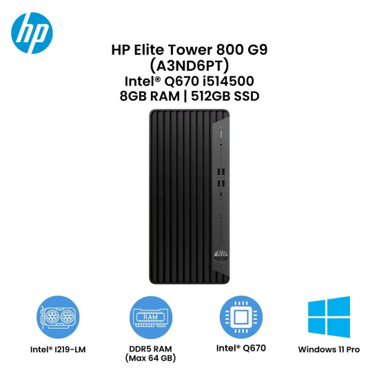 HP Elite Tower 800 G9 (i514500 8GB 512GB Win11Pro 3/3/3) A3ND6PT