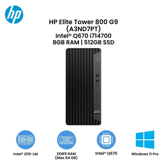 HP Elite Tower 800 G9 (i714700 8GB 512GB Win11Pro 3/3/3) A3ND7PT